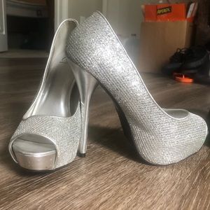 Sparkly silver heels